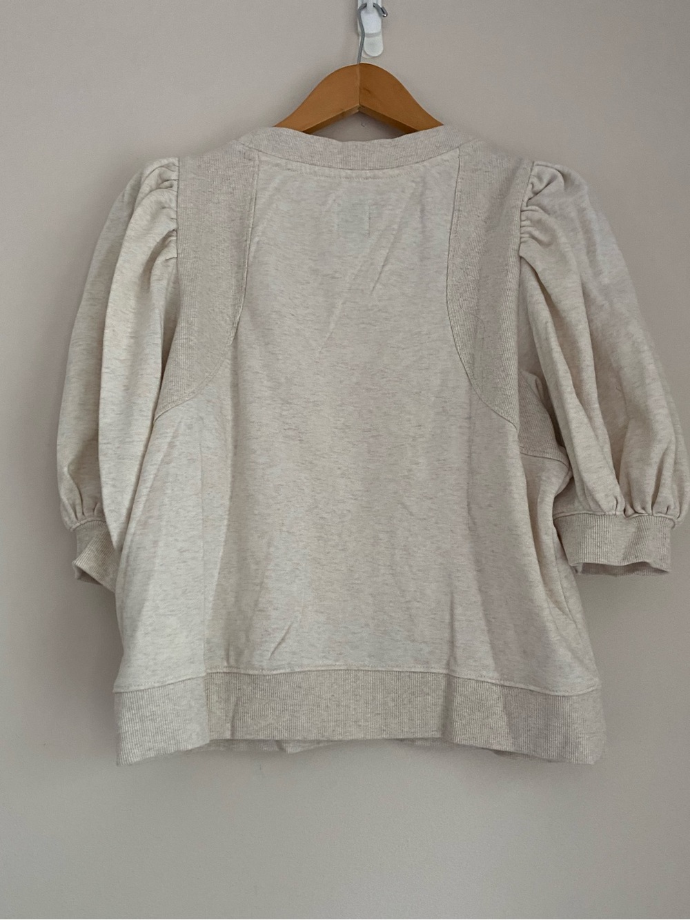 Maeve cream sweatshirt puff sleeve short sleeve top Large - Picture 2 of 13